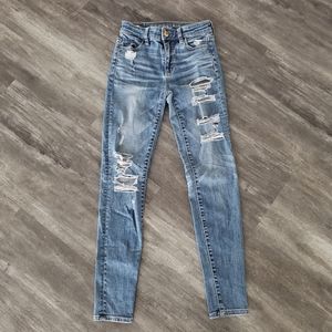 Denim Distressed AEO High Waisted Skinny Jean